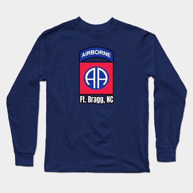 82nd Airborne Ft. Bragg Outline Long Sleeve T-Shirt by Trent Tides